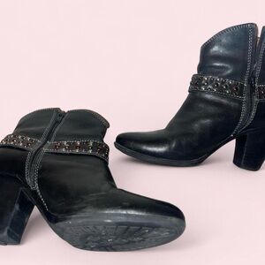 Sofft Black Heeled Boots with Studded Detail
